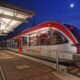 Capital Metro agregó una segunda vía en Cedar Park entre la estación Lakeline y la estación Leander, lo que permite que los trenes se crucen entre sí. (Cortesía Capital Metro)