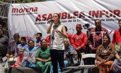 La ex jefa de gobierno de la Ciudad de México, Claudia Sheinbaum habla hoy durante un acto de campaña en la ciudad de Tijuana, Baja California (México). EFE/Joebeth Terriquez