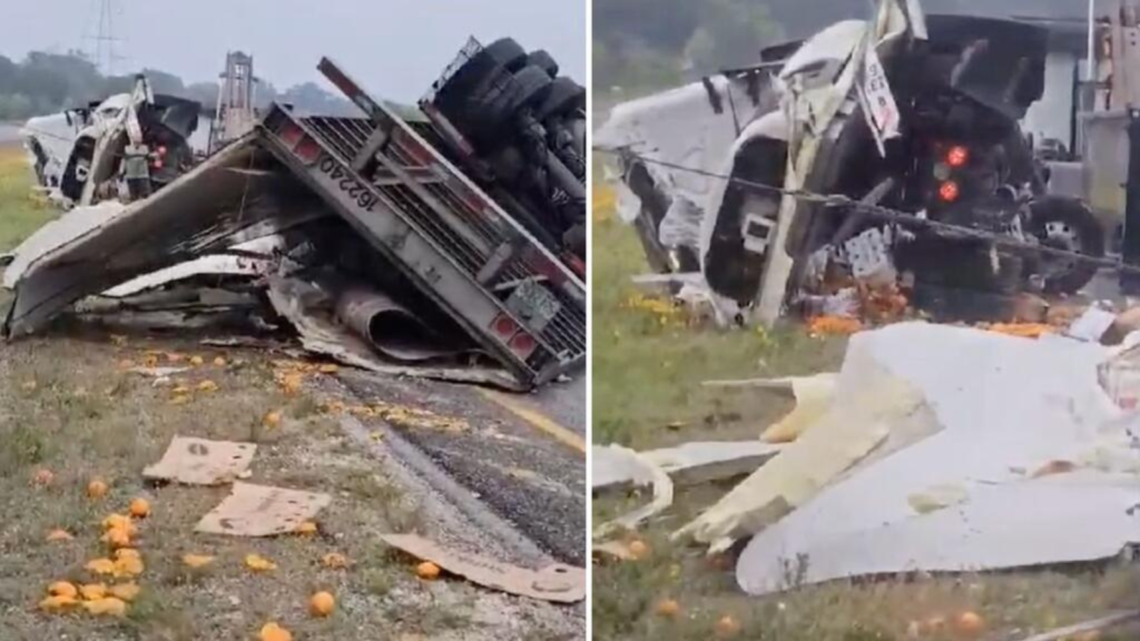 Carretera texana termina llena de naranjas luego de que un tráiler se ...