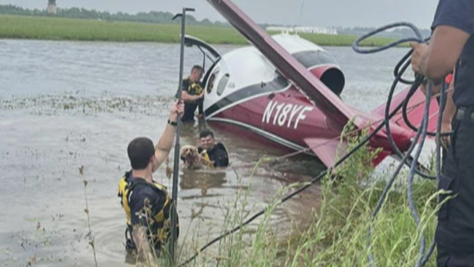 Bomberos rescatan a tres personas y dos perros tras accidente de una avioneta